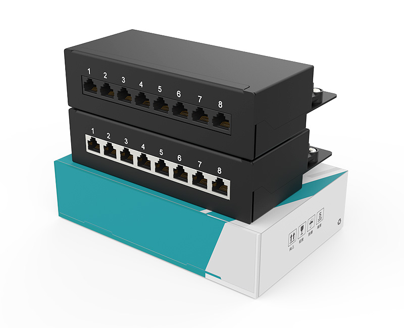 英曼1U8口-防塵網(wǎng)絡(luò)配線架（無(wú)掛耳-桌面款）Patch Panel