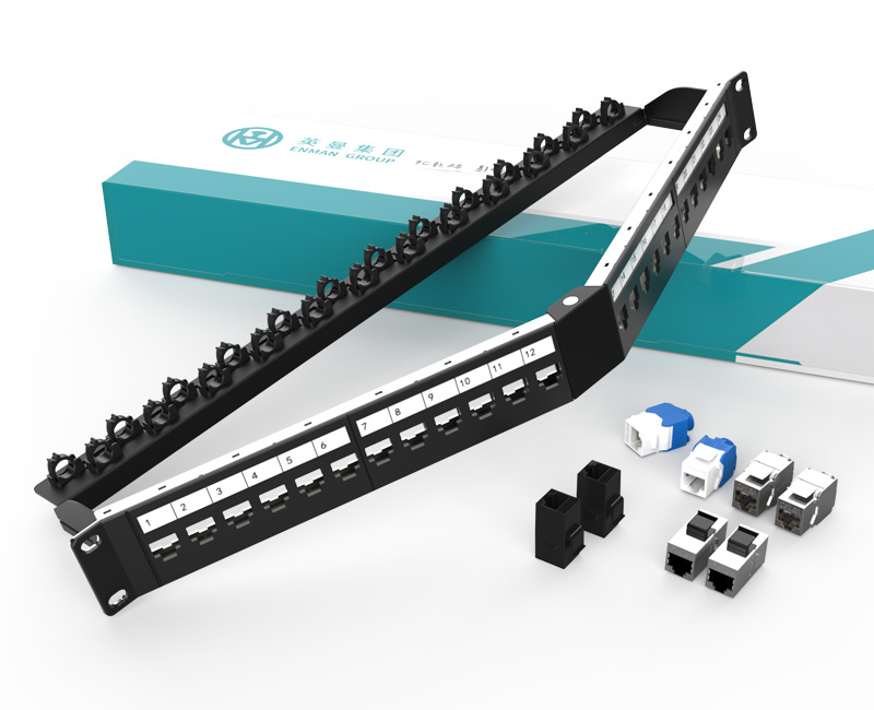 英曼1U24口-屏蔽折彎空配架，金屬空配架帶理線架托架，可裝模塊/直通 Blank patch panel