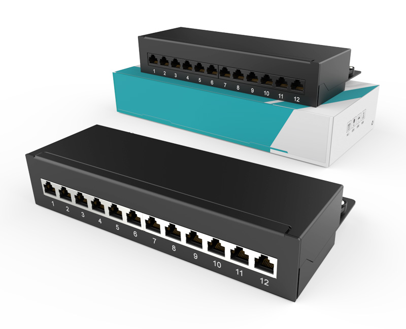 英曼1U12口-防塵網絡配線架（無掛耳-桌面款）Patch Panel