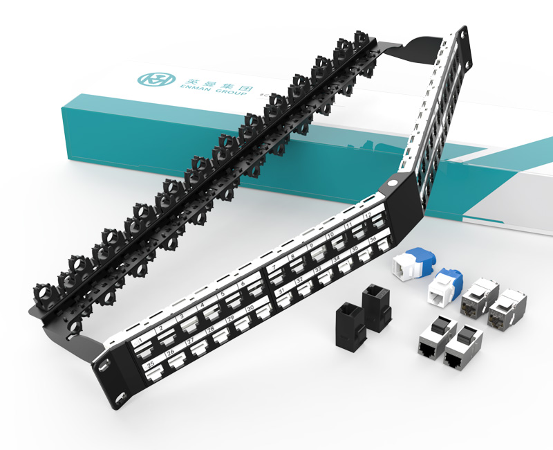 英曼1U48口-屏蔽折彎空配架，金屬空配架帶理線架，可裝模塊/直通 Blank patch panel
